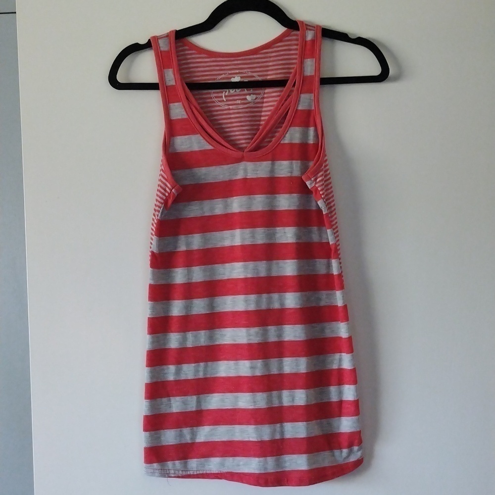 POOF Casual Top. dark Peach / Gray